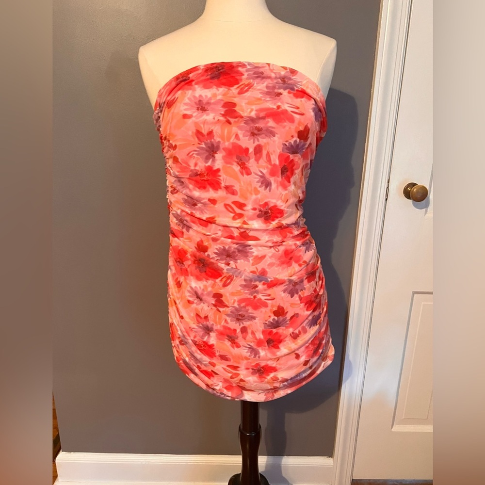 Princess Polly Pink Floral Tube Dress size 12